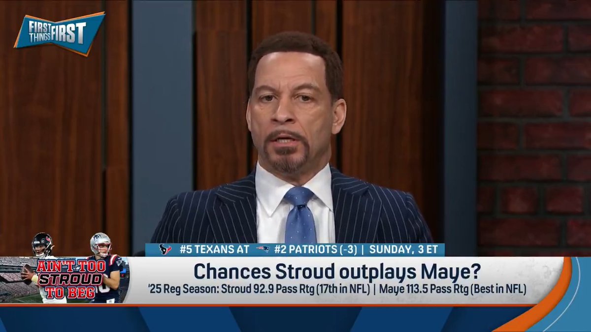“Drake is obviously the better quarterback at this point but…I think [C.J.] could definitely outplay Drake Maye in this game.” Chris Broussard thinks C.J. Stroud will improve from last week: