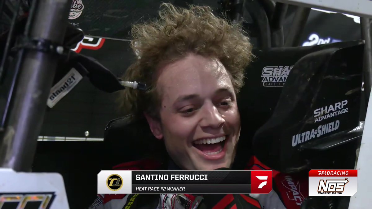 🔥 Santino Ferrucci gets a Chili Bowl heat race win for the boss AJ Foyt on his birthday! #ChiliBowl | NOS Energy Drink