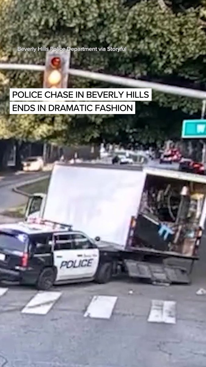 Newly released video shows Beverly Hills police executing a perfect PIT maneuver to stop a stolen box truck during a chase. The driver jumped out and tried to run, but officers chased him down and took him into custody.