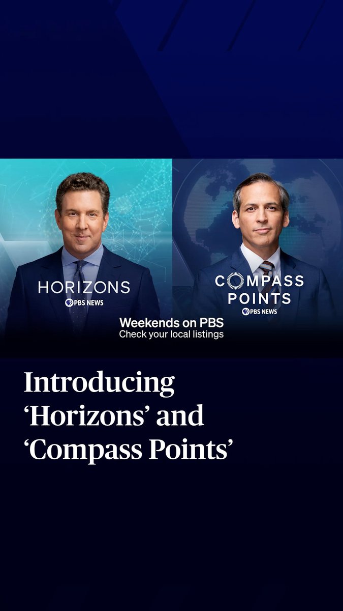 PBS News is debuting two new shows this weekend. “Horizons from PBS News,” hosted by William Brangham, will explore the forces shaping our daily lives, from science to health and technology. “Compass Points from PBS News,” hosted by Nick Schifrin, will unpack global events and what they mean here at home. Viewers can watch these programs on YouTube and PBS.