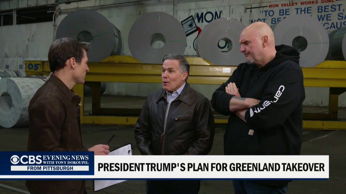 A lesson in bipartisanship: Democratic Sen. John Fetterman and Republican Sen. Dave McCormick tell Tony Dokoupil they are looking for ways to work together for the people of Pennsylvania and to set a good example. They also discuss President Trump’s plans for Greenland, health care and the growing U.S. steel industry.