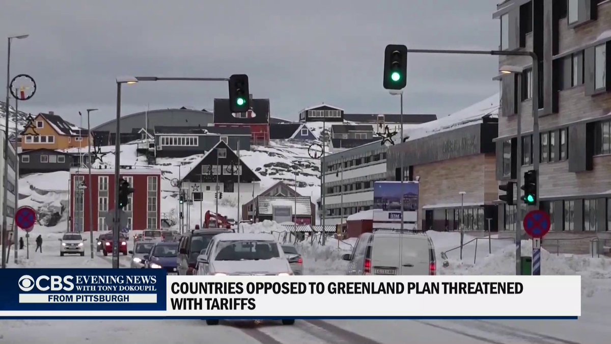President Trump said Friday he “may put a tariff on countries” that do not support his plans to acquire Greenland. The president emphasized the need for the arctic island for national security, as it sits off the coast of Canada in a key location to stage weapons that could take out Russian missiles if fired at the U.S. Weijia Jiang reports.
