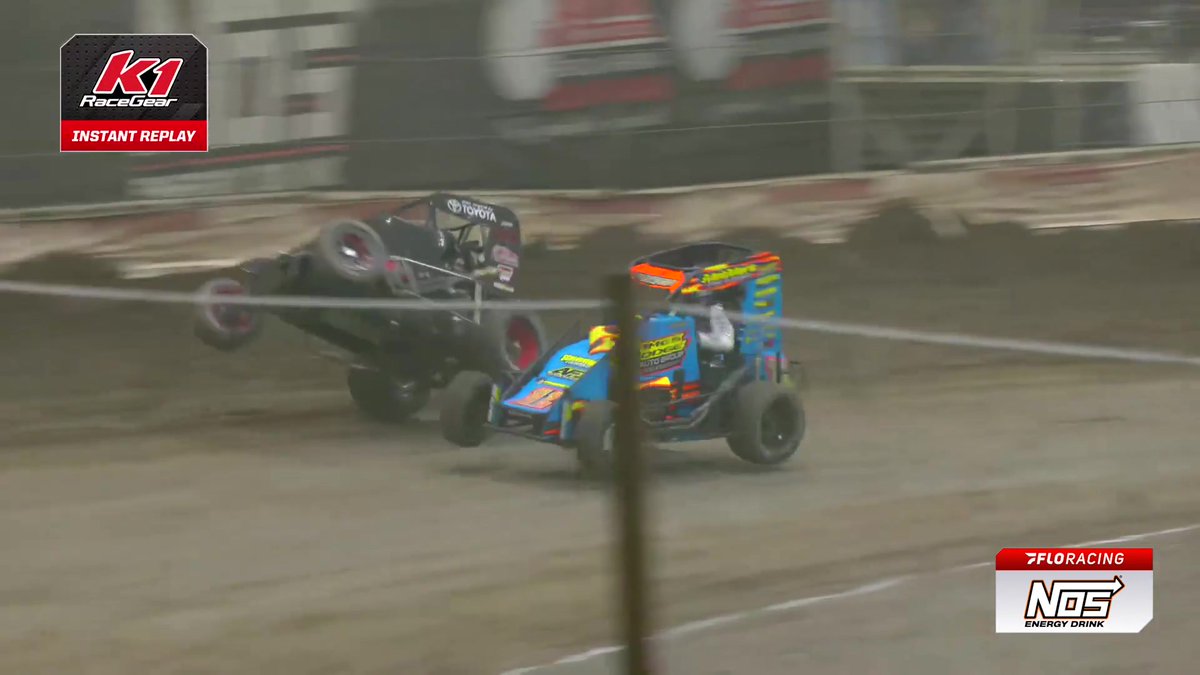 💥 Mark Chisholm hard upside down while battling for the D-Main lead #ChiliBowl | NOS Energy Drink
