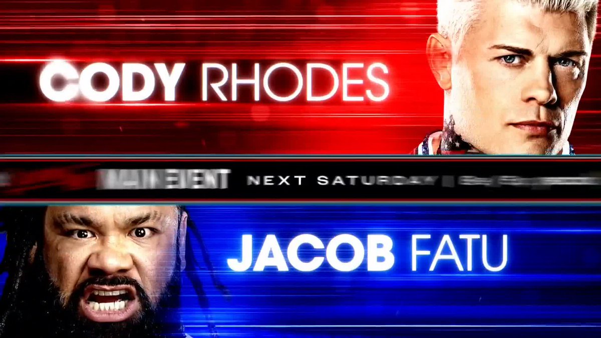 NEXT WEEK! Cody Rhodes will face Jacob Fatu at Saturday Night's Main Event! 🔥 🎟️: