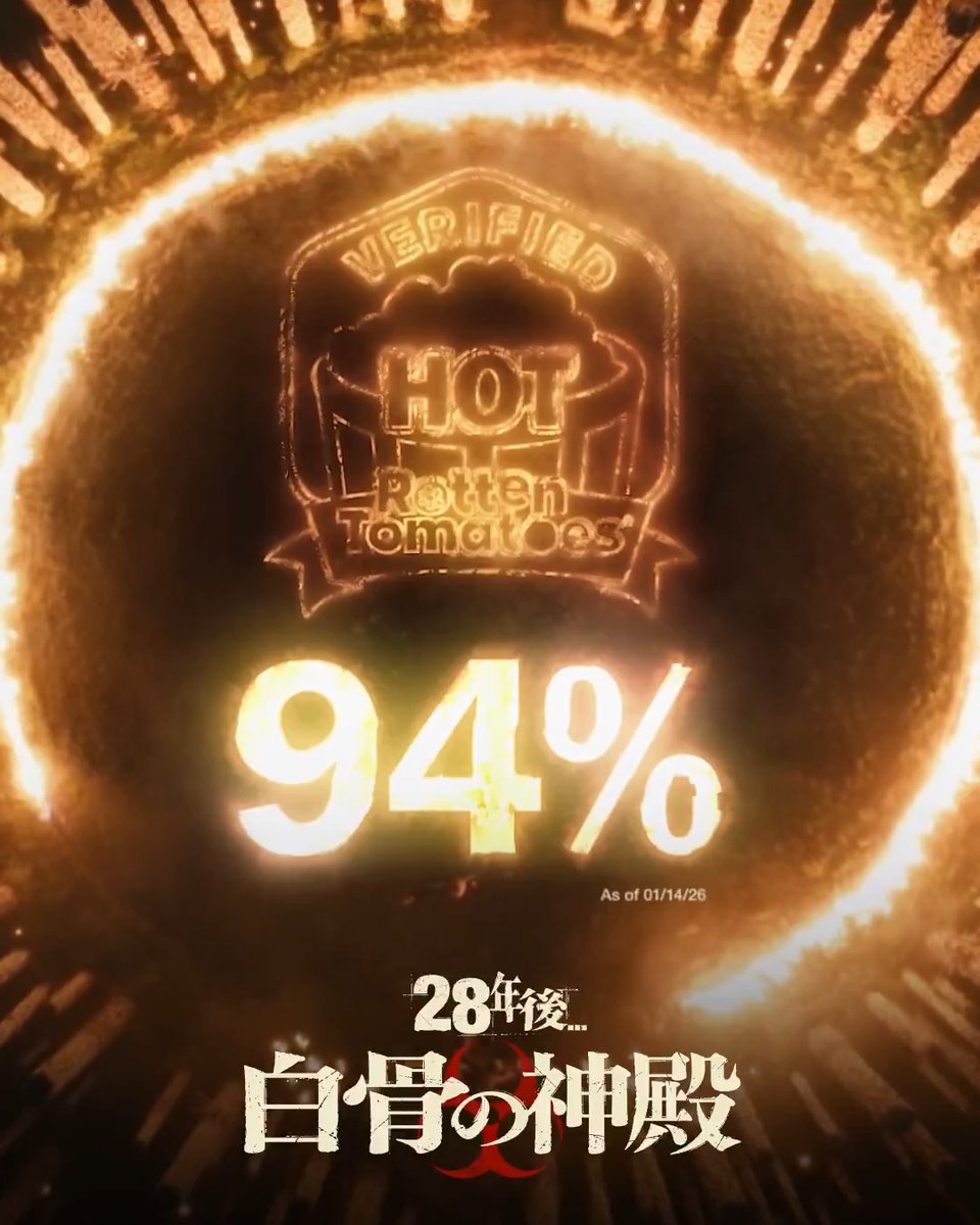 映画『#28年後... 白骨の神殿』 🍅ロッテントマト シリーズ最高スコア❗️<9⃣4⃣%> 📽️映画館で絶賛上映中<R15+>🎞️ お近くの上映劇場はこちら🔻