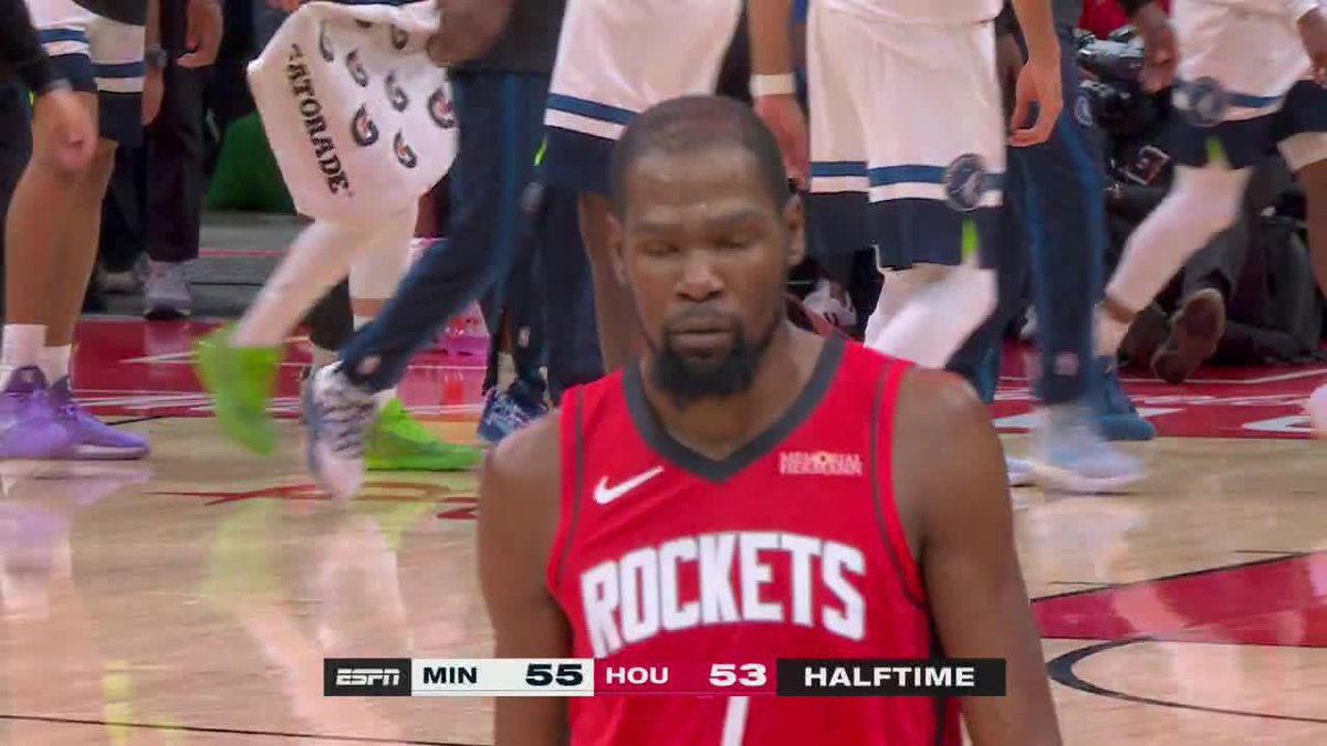 KD just before the halftime buzzer 🚨 We've got a good one in Houston on ESPN and the ESPN App 🍿