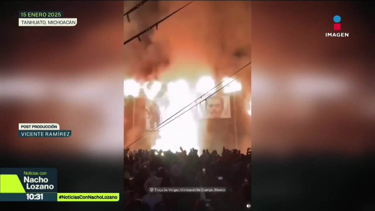 Desmantelan #MenchoFest en Tinaja de Vargas, en Tanhuato, #Michoacán. Hoy, autoridades federales aseguraron un castillo de pirotecnia que exhibía imágenes del #CJNG, además de lonas con las fotos de “El Mencho”. Se habría tratado de una fiesta patronal de la comunidad: