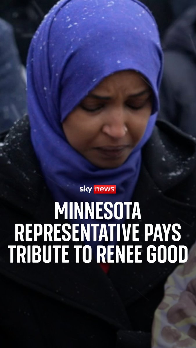 Democratic Representative for Minnesota, Ilhan Omar, pays tribute to Renee Good outside a memorial dedicated to her in Minnesota. She tells Sky's Martha Kelner that Renee Good was "a mother, a poet, a loving wife and a writer".