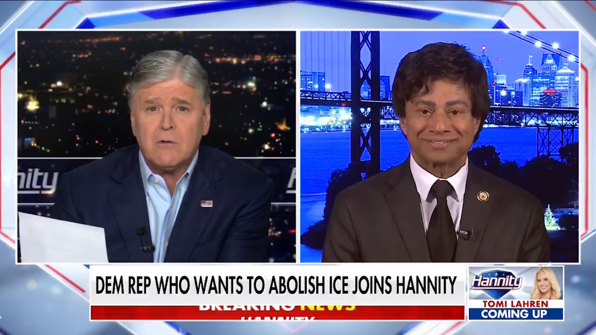 Sean obliterates Rep. Shri Thanedar on national TV: HANNITY: You refused to stand for little girls rped and mrdered by illegal immigrants? SHRI: I wouldn’t stand for this president. HANNITY: Have you EVER called a victim’s family? SHRI: I talk to my constituents— HANNITY: Name ONE. He couldn’t. That’s a NO. Politics over dead kids. Disgusting.