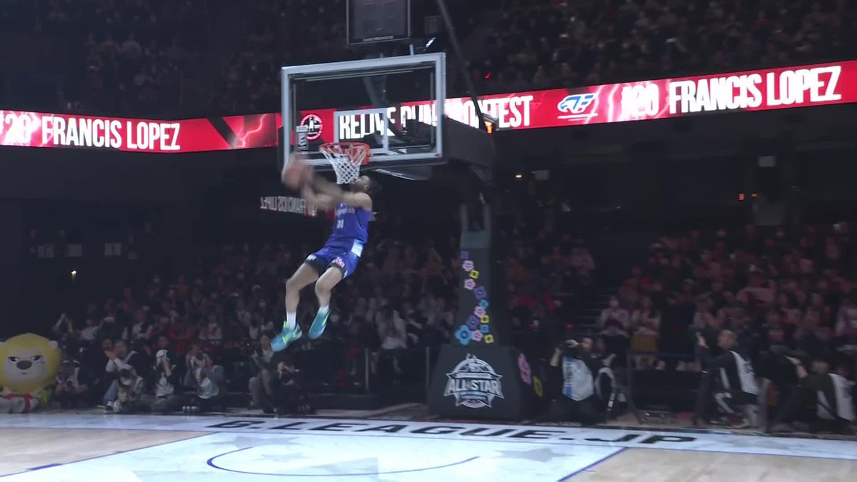 💥RELIVE DUNK CONTEST💥 大学時代のニックネームは"レブロン"💪 FE名古屋#20 フランシス・ロペス ファイティングイーグルス名古屋 📡バスケットLIVEで生配信中 #Bリーグオールスター #りらいぶ #RELIVE #Bリーグ #りそなグループ