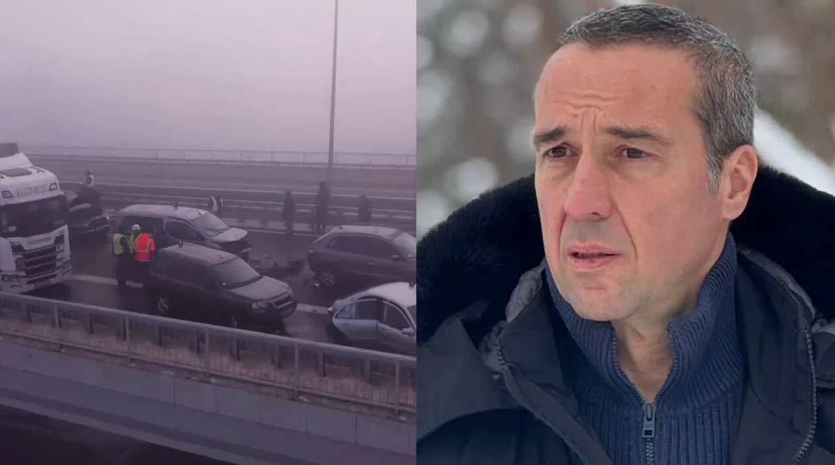 Lančani sudar na auto-putu Miloš Veliki. Magla, smanjena vidljivost, mokar kolovoz, idealni uslovi da se desi ovako nešto zbog nesavesne vožnje. Još nešto upada u oko, sama širina kolovoznih traka na vijaduktu...jedva da imaju 3m. verujem da je ograničenje po magli 60 km/h.