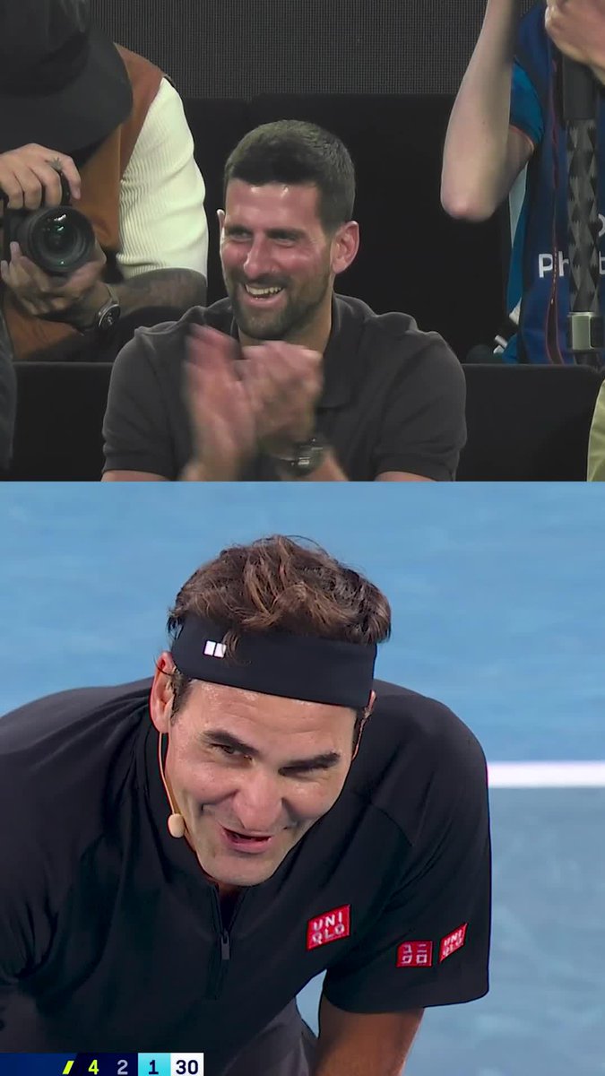 Djokovic se divierte viendo el show de Federer 😍