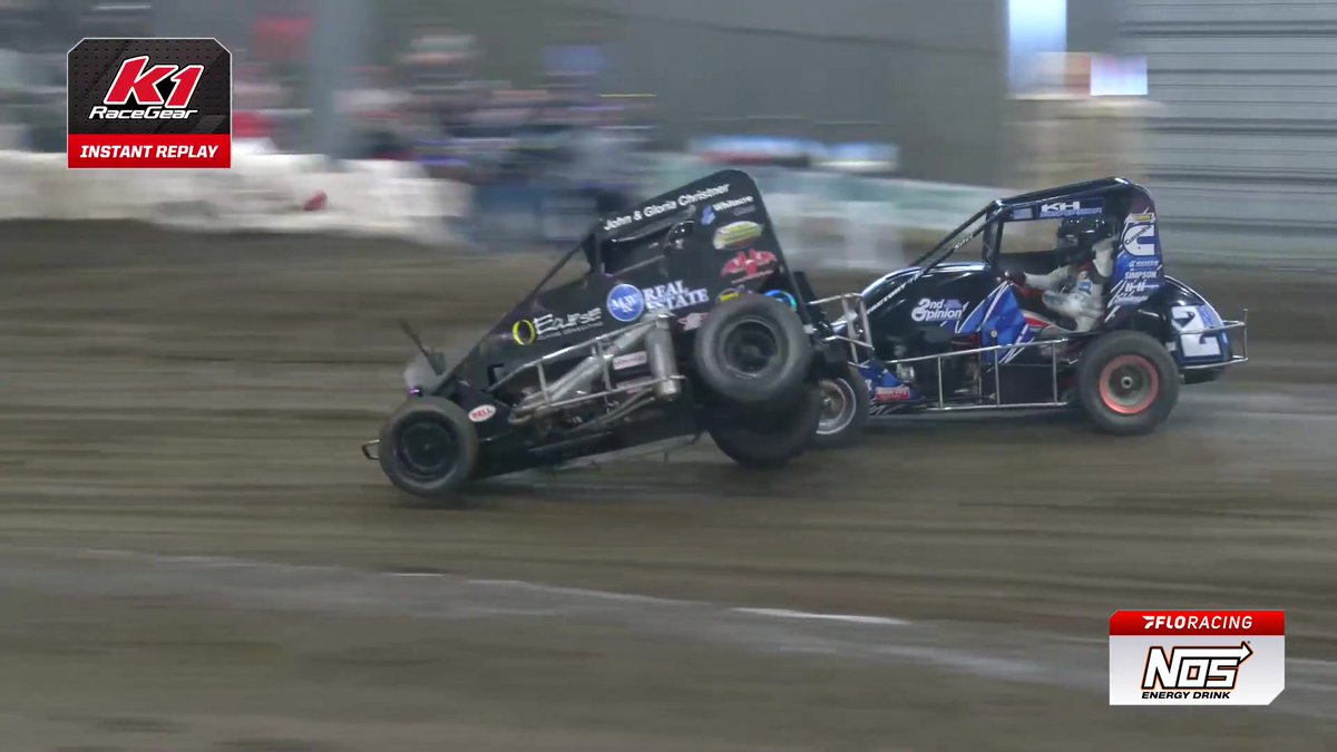 😣 Sammy Swindell rolls again after the right-front suspension decides to stop suspending! #ChiliBowl | @NOSEnergyDrink