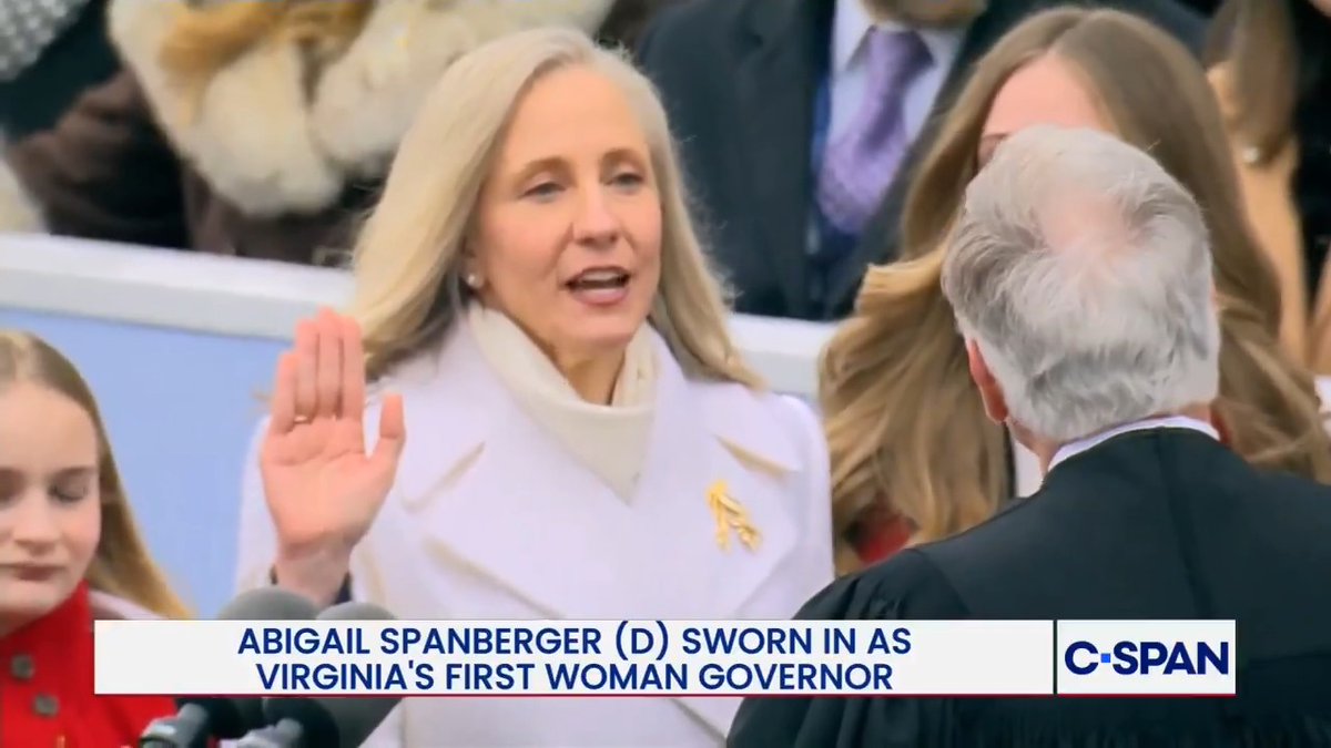 BREAKING: Abigail Spanberger was just sworn in as the first woman Governor of Virginia. Let’s go!