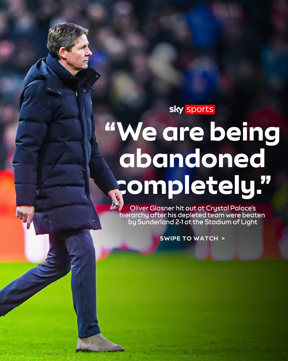 ''We are being abandoned completely'' Oliver Glasner hits out at Crystal Palace’s transfer strategy after their defeat to Sunderland 🐈⬛