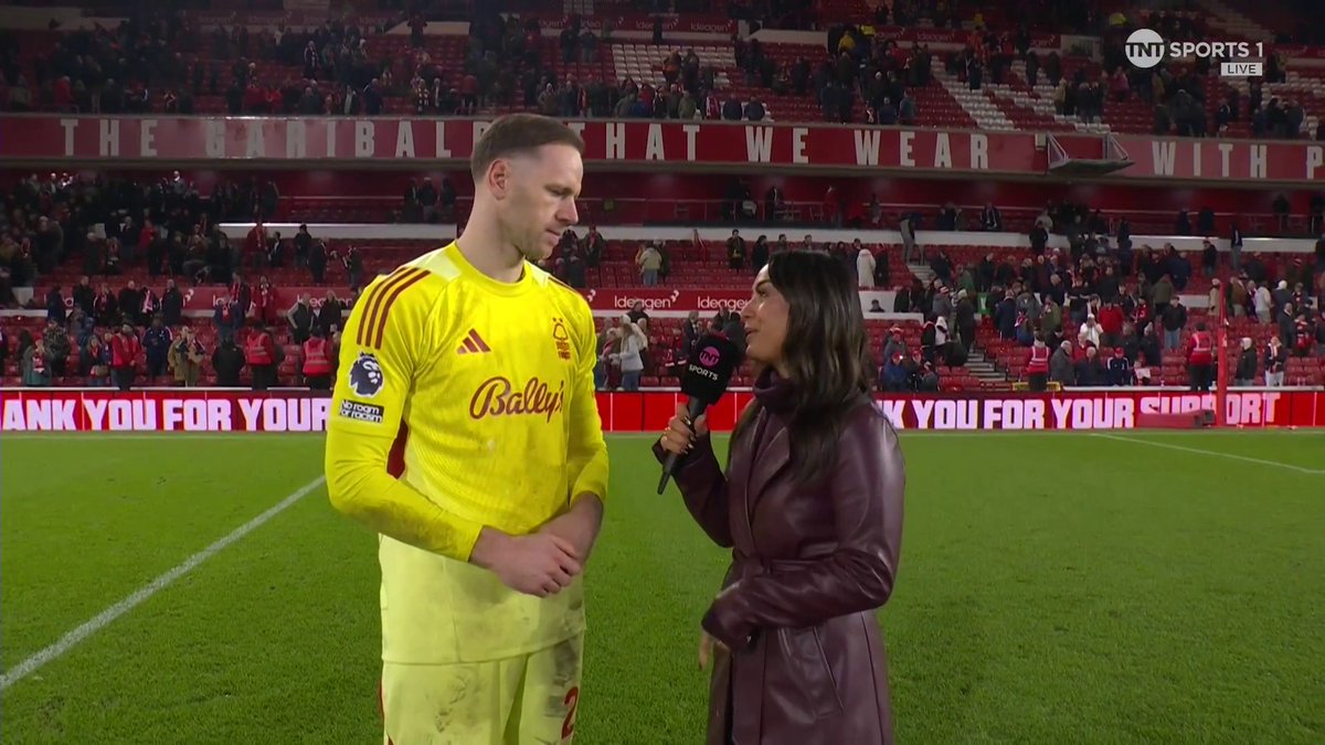"We need to look at ourselves, not the other teams around us" Player of the Match, Matz Sels, reacts to Nottingham Forest's hard-fought draw against Arsenal 👀 🎙️ Jules Breach | 📺 TNT Sports &amp; discovery+ UK