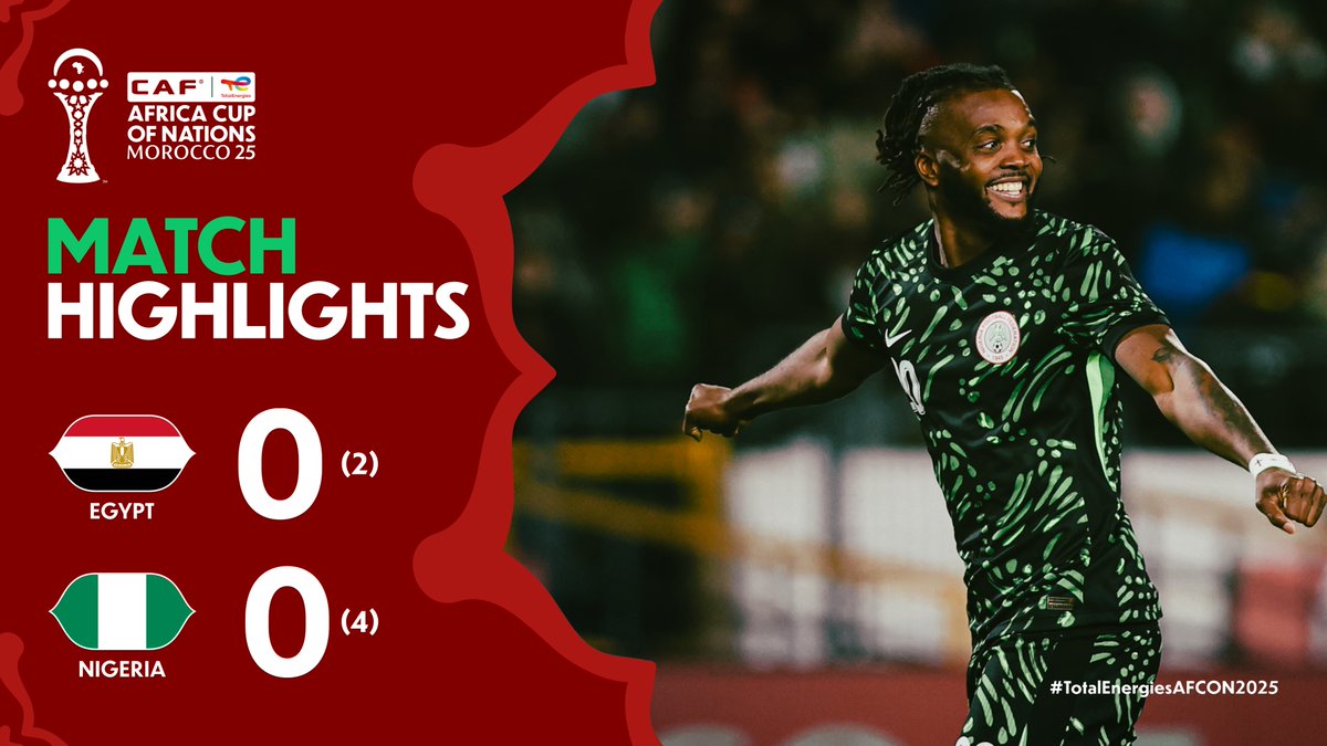 🎥 HIGHLIGHTS: 🇪🇬(2)0–0(4)🇳🇬 Nigeria finish third in the #TotalEnergiesAFCON2025.