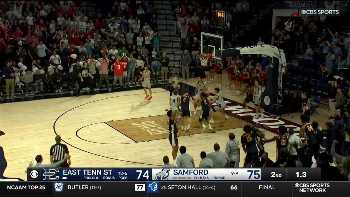 UNBELIEVABLE finish in the Southern Conference... Samford takes the lead with 7 seconds left before ETSU Men's Basketball wins it in the final seconds 🤯