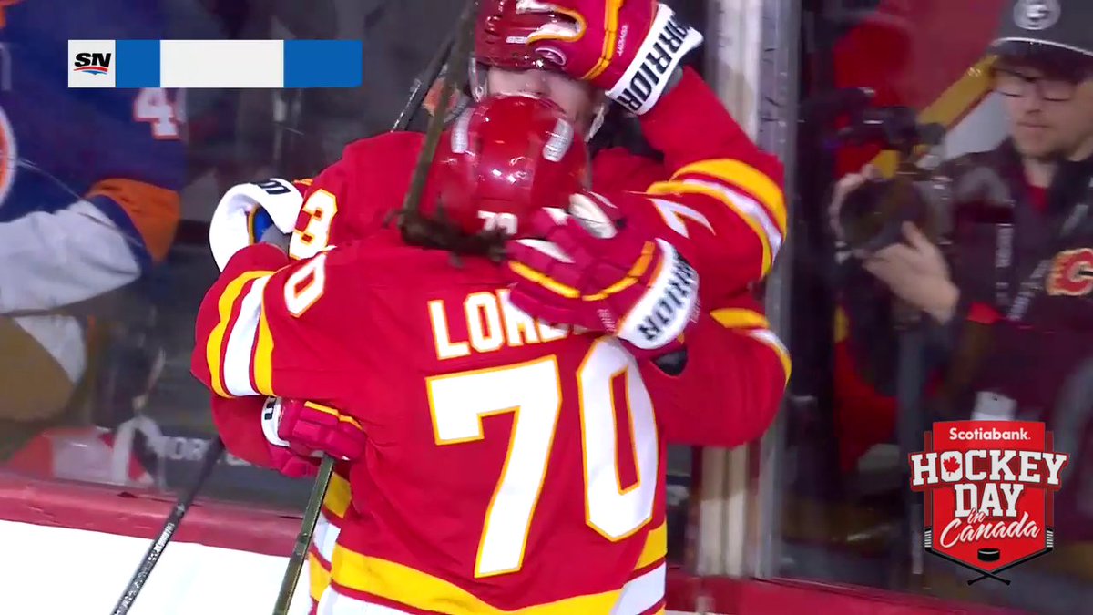 Ryan Lomberg is absolutely FIRED UP for Justin Kirkland's first of the season on Scotiabank #HockeyDay in Canada! 🔥 📺: Sportsnet or stream on Sportsnet+ ➡️