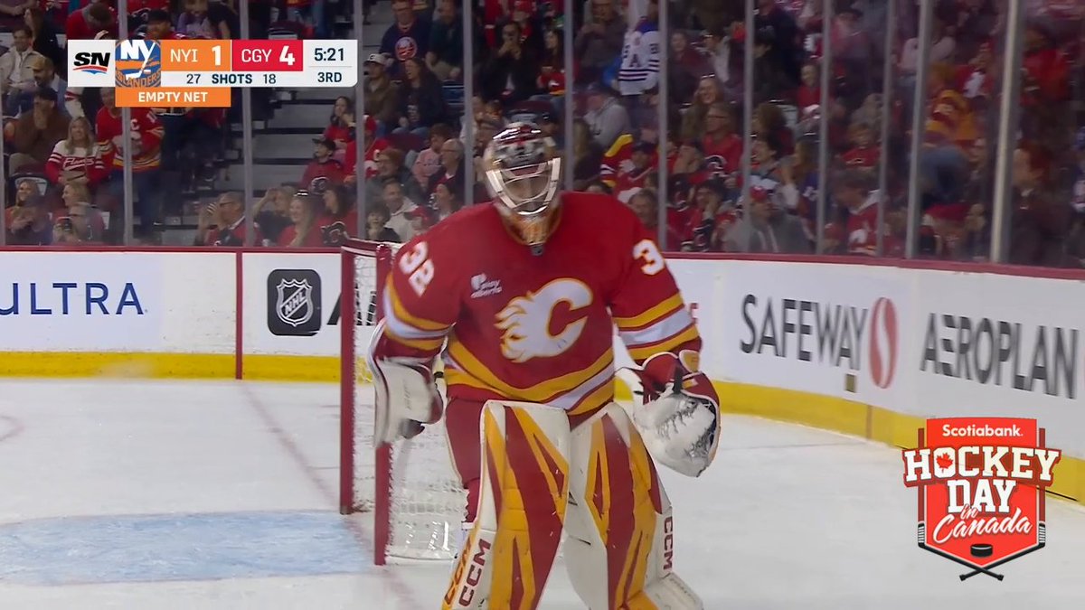 Dustin Wolf was inches away from scoring a goalie goal 🤏 #HockeyDay 📺: Sportsnet or stream on Sportsnet+ ➡️
