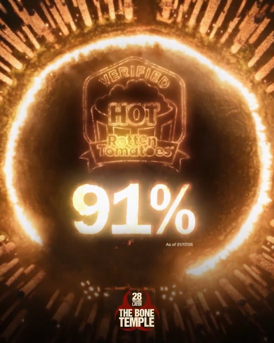 Critics and audiences agree - #28YearsLater: The Bone Temple is Certified Fresh at 94% and Verified Hot at 91% on the Popcornmeter. See the movie that has everyone talking. Now playing exclusively in movie theatres. Get tickets.