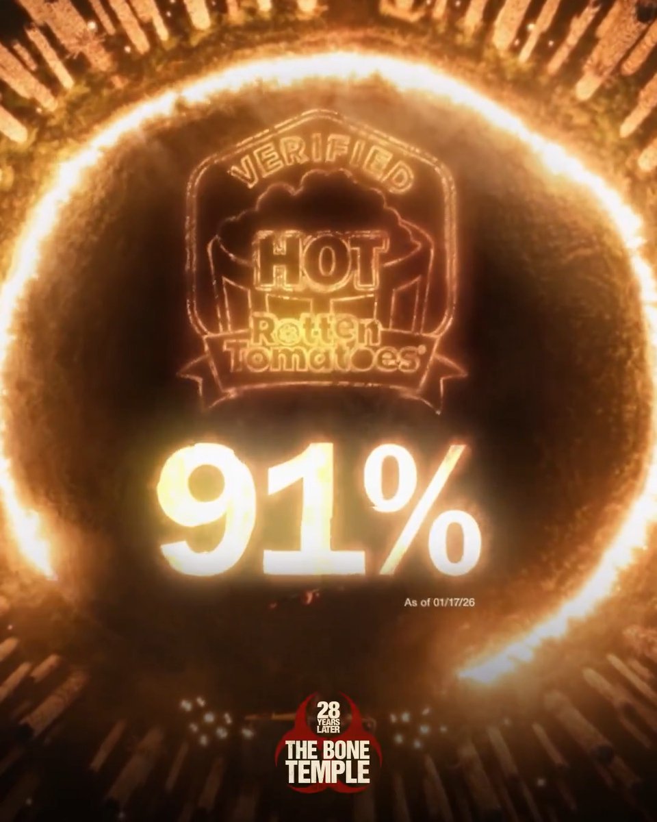 Critics and audiences agree - #28YearsLater: The Bone Temple is Certified Fresh at 94% and Verified Hot at 91% on the Popcornmeter. See the movie that has everyone talking. Now playing exclusively in movie theatres. Get tickets.