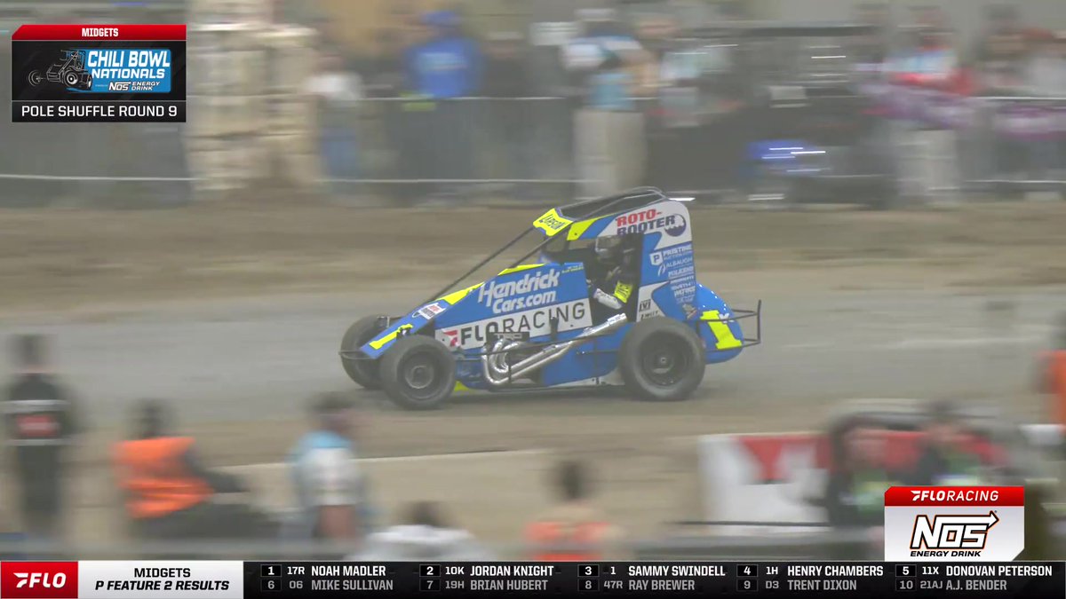 ☝️ Kyle Larson wins the Pole Shuffle and will lead the field to green for 55 laps in the 40th running of the Chili Bowl Nationals! #ChiliBowl | NOS Energy Drink