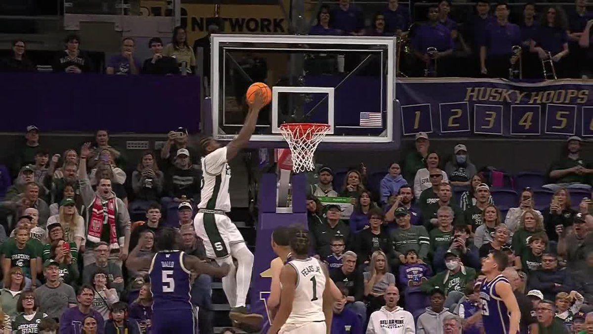 There it is‼️ Coen Carr explodes for his latest Michigan State Men's Basketball highlight-reel dunk. 📺: Big Ten Network