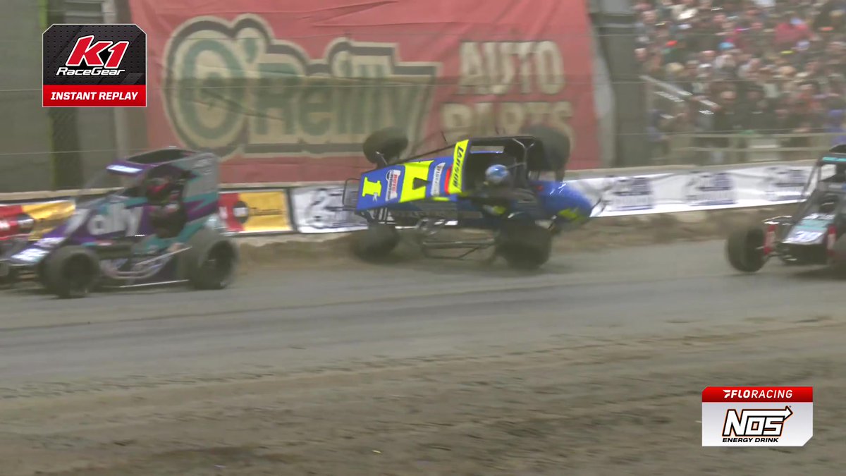 Kyle Larson will NOT defend his Chili Bowl Nationals title after this crash.