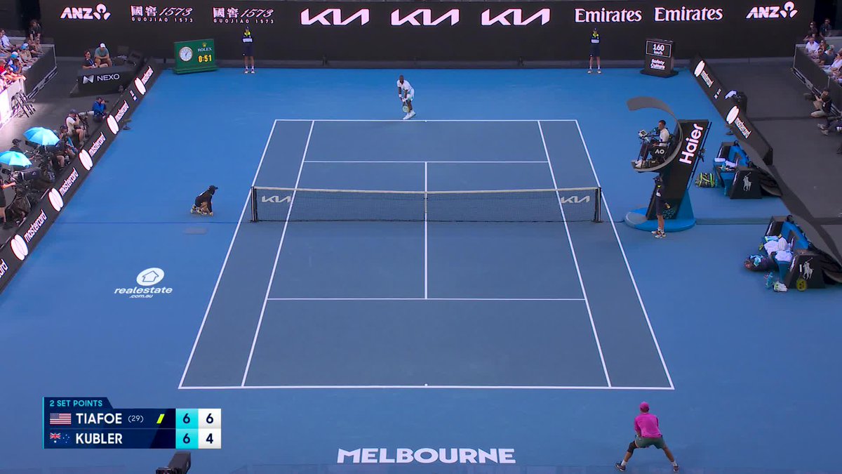 Big Foe. BIG energy 🗣️ Tiafoe clinches a tight opening set over Kubler. Wide World of Sports • ESPN • TNT Sports • WOWOWテニス • #AO26
