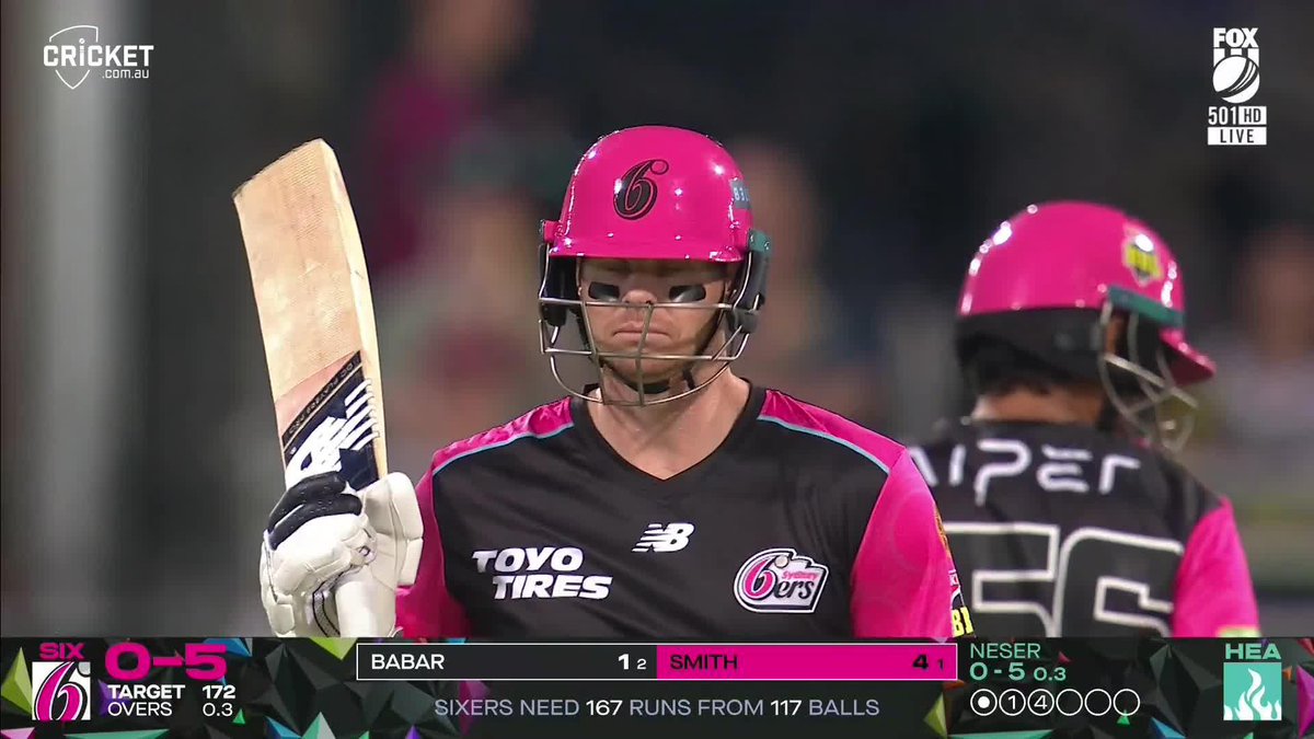 "He's on again!" Steve Smith hit his first two balls to the boundary 💥 #BBL15
