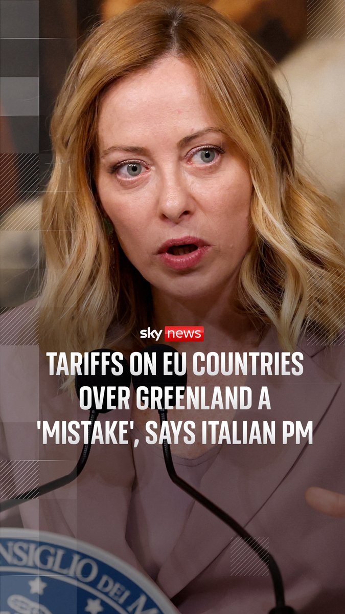 Italian PM Giorgia Meloni told reporters during a visit to South Korea that she doesn't agree with Trump's tariff announcement over Greenland and the move was a "mistake". Read more: