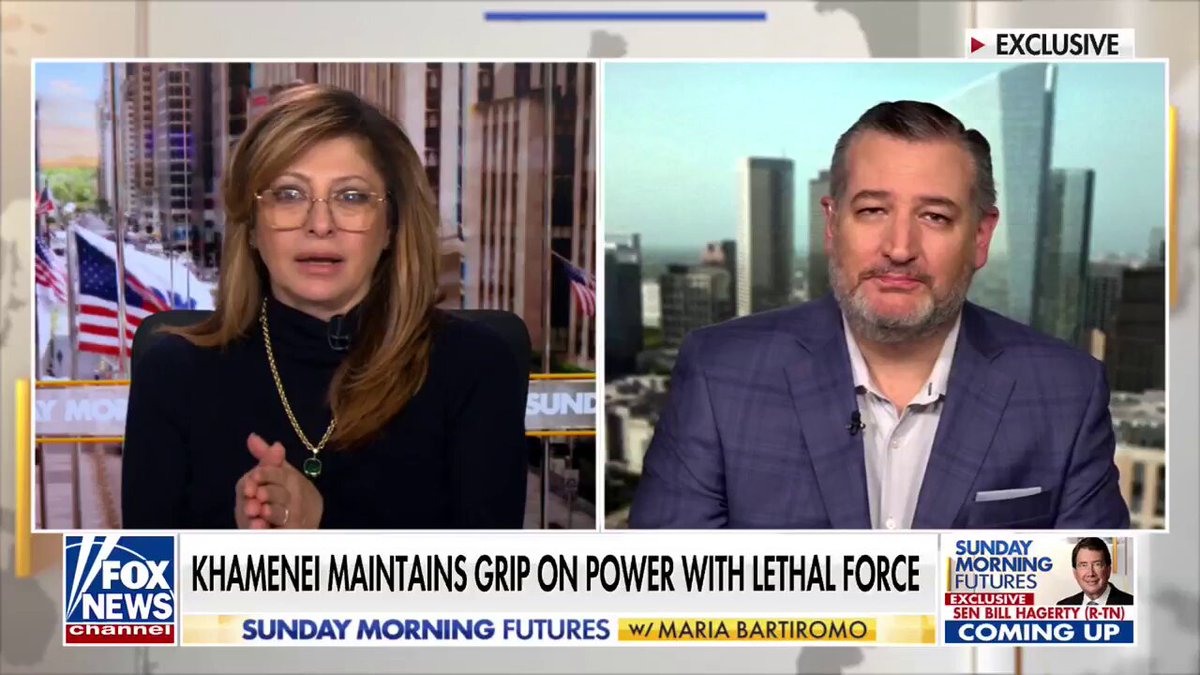 Today, exclusively on SundayMorningFutures with Maria Bartiromo, Texas Senator Ted Cruz Ted Cruz Senator Ted Cruz spoke about Iranians fighting for freedom against Khamenei's regime. Fox News