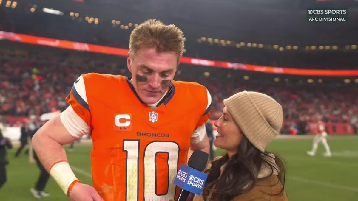 You can see it on Bo's face when Wolfson asks him about the importance of #Broncos hosting the AFCCG, and when he puts his hand on his head (1:10), it's with the gutting knowledge he probably won't be there to see it through. Heartbreaking 💔