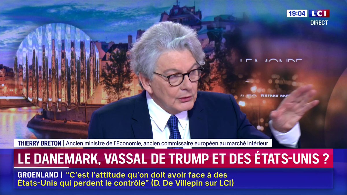 🔴 Le Danemark, vassal des États-Unis ? 🗣️⬇️ Les explications de Thierry Breton à Darius Rochebin sur LCI