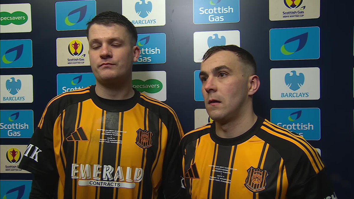 "I think we deserve to be here as much as anybody else... proud of all the boys today" 🗣️ Auchinleck Talbot's Ross Clark and Neil McPherson react after a valiant display against Celtic 🟠⚫️ #ScottishCup