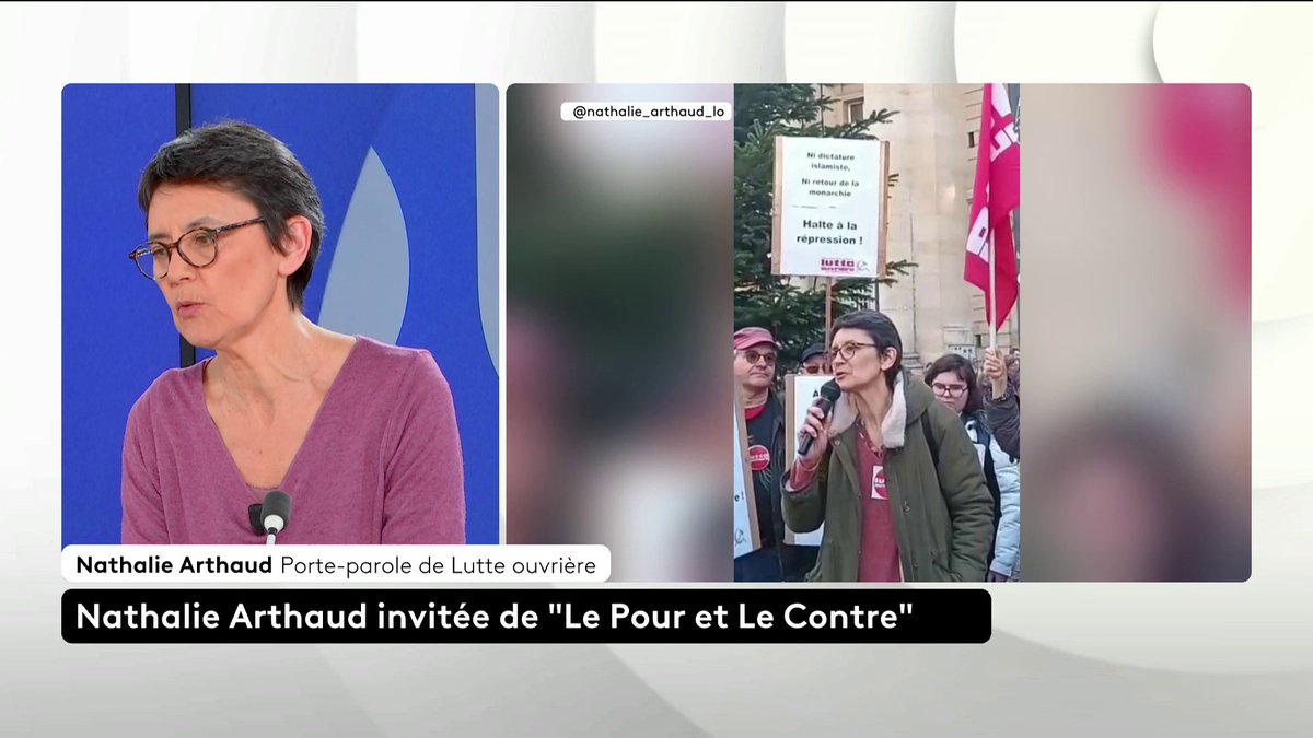 🔴 Iran : "Toute intervention américaine ne ferait qu’ajouter de l’oppression à l’oppression", assume Nathalie Arthaud, porte-parole de Lutte ouvrière, qui affirme faire confiance aux femmes et aux classes populaires iraniennes, "ni Shah, ni mollah". #LePourEtLeContre #canal16