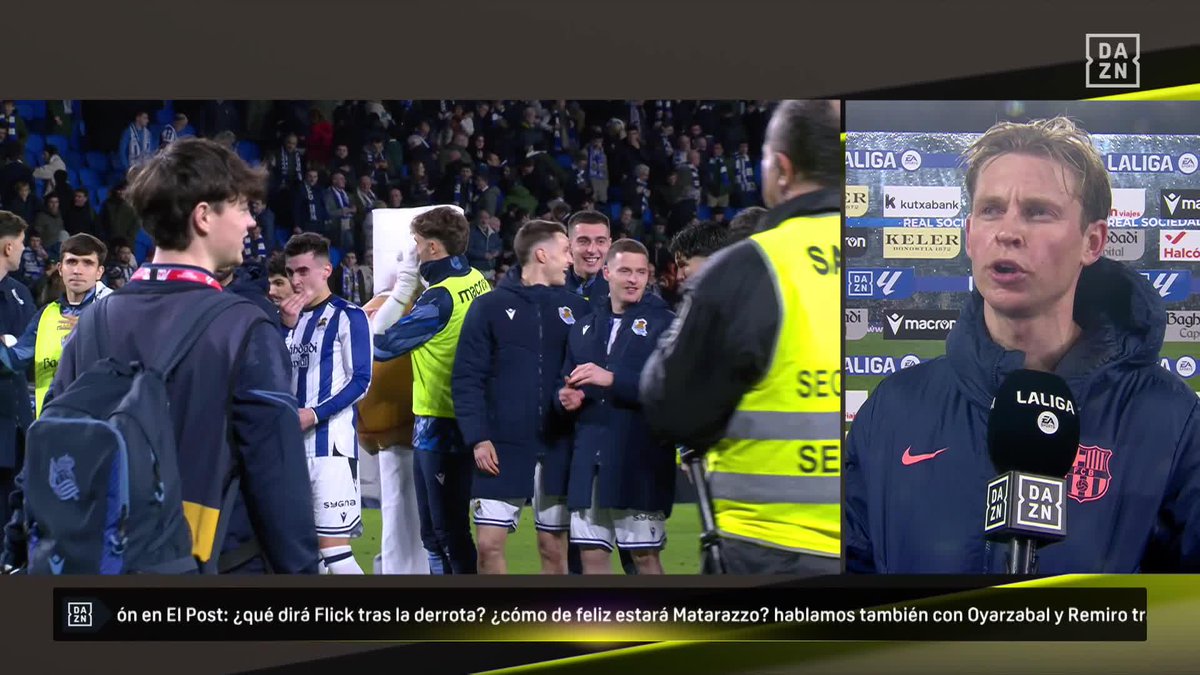 🗣️ Frenkie de Jong, sobre el fuera de juego en el gol de Lamine Yamal "Lo comenté con el cuarto árbitro y me ha dicho como que no era. El año pasado pasó algo igual aquí" #LALIGAenDAZN ⚽