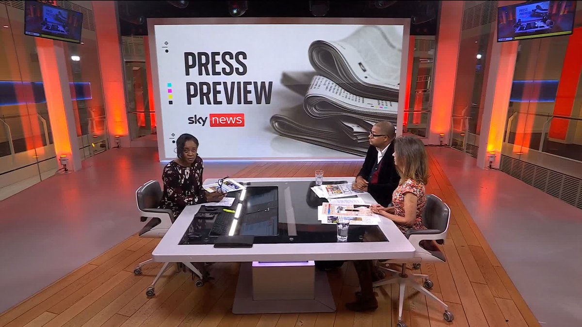 Monday's front pages have been released 🗞 Gillian Joseph is joined on tonight's Press Preview with Associate Editor and Columnist Stephen Bush, and Broadcaster and Psychotherapist Lucy Beresford 📱 #SkyPapers 📷
