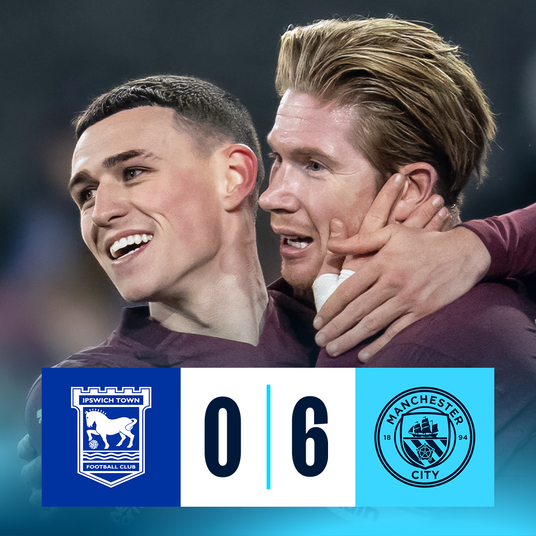 #OnThisDay: Ipswich 0-6 #ManCity [2025] ⚽️ [27’, 42'] Phil Foden ⚽️ [30’] Mateo Kovacic ⚽️ [49’] Jeremy Doku ⚽️ [57’] Erling Haaland ⚽️ [69’] James Mcatee
