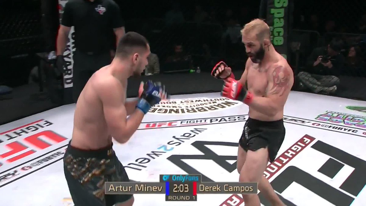 NASTY left hand from Artur Minev 😳 He moves to 7-0 at #FuryFC113