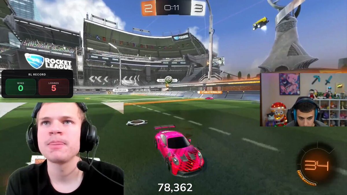 StableRonaldo had Jynxzi crashing out after they went on a 6 game loss streak in Rocket League without a single win 😭💀