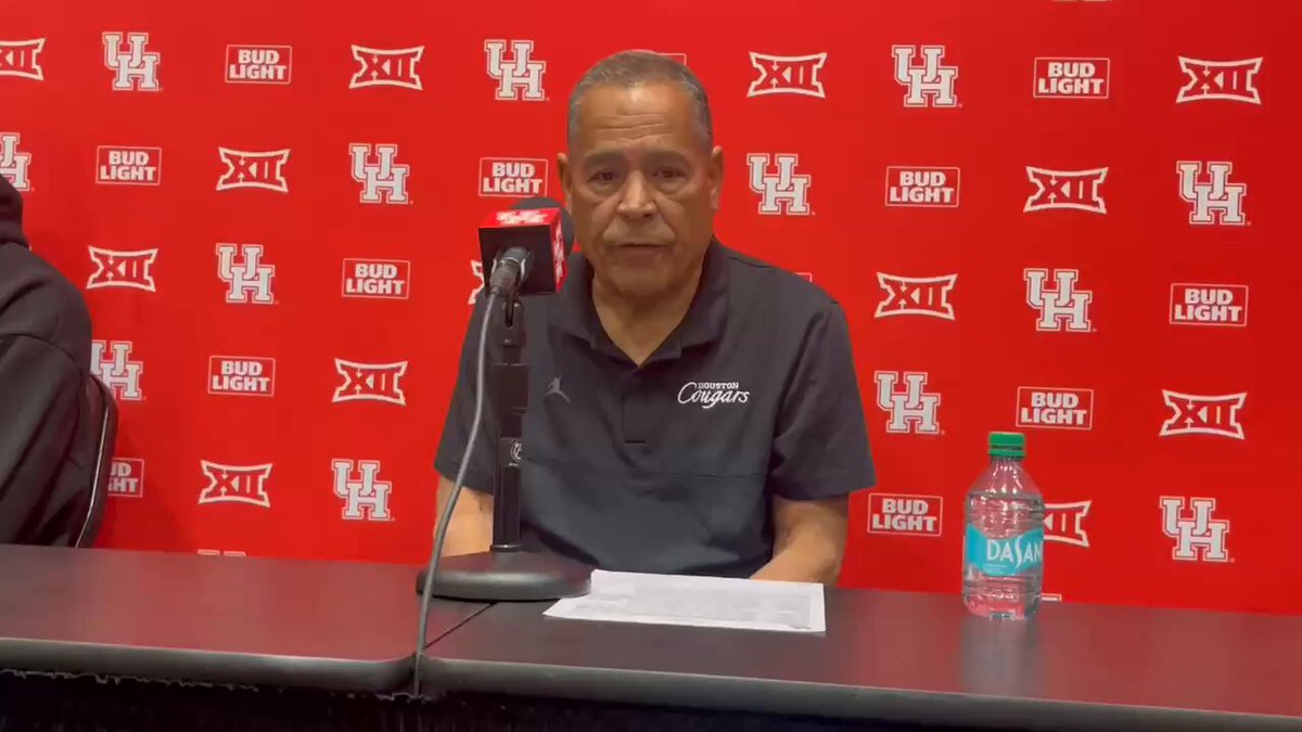 Houston's Kelvin Sampson on Kingston Flemings + Chris Cenac: "When Kingston got here he thought de-fense was the thing around the backyard to keep the dogs and the toys in..Our team reflected these guys and where they were early. But we're starting to reflect where they are now."