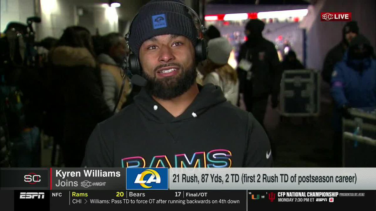 It started with the weather and everybody talking about 'the Rams can’t come play in the cold.' … We’re built for anything that comes our way.” -Kyren Williams after the win against the Bears