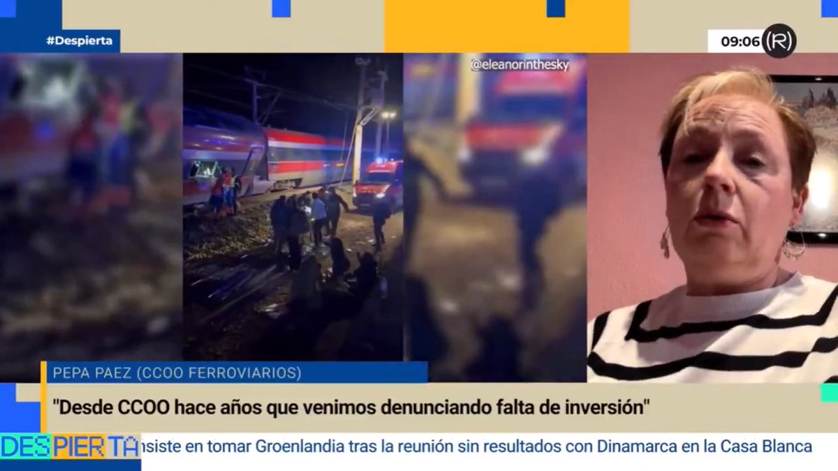 Hablamos con PEPA PAEZ, secretaría general de CCOO FERROVIARIO, del accidente ferroviario de Adamuz y la última hora de las labores de rescate 👇🏽 📺 DESPIERTA!