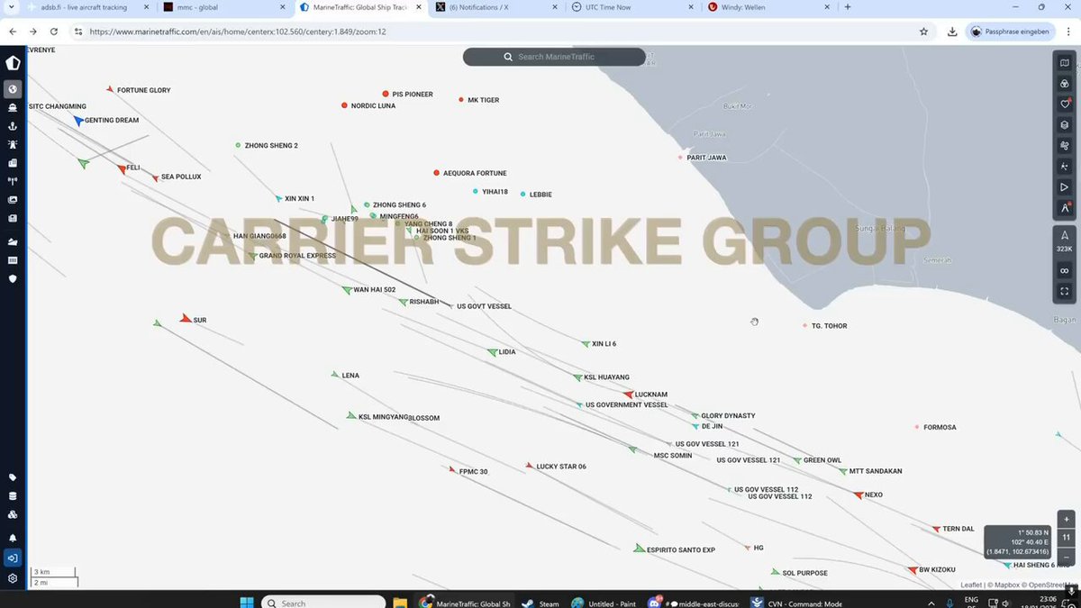 🚨 MOVEMENT WATCH Based on current speed of roughly 20 knots, the USS Abraham Lincoln Carrier Strike Group (CSG-3) is on track to arrive in the northern Arabian Sea on Saturday, January 24, 2026. Stay connected, follow Mossad Commentary.