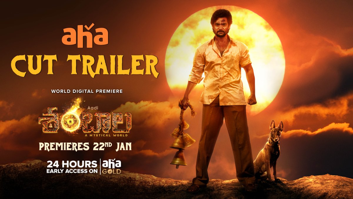 A storm of faith. A wave of fire 💥 #AadiShambhala Premieres 22nd Jan only on #aha (24hrs early access for aha gold users) Aadi Saikumar Archanatweets Ugandhar Muni