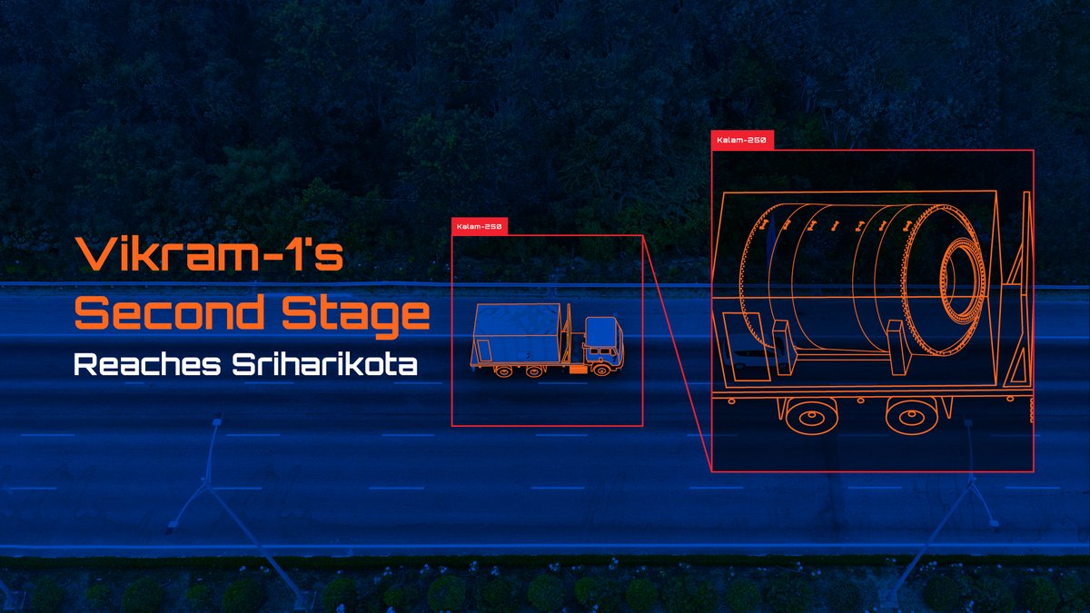 The Stage 2, Kalam-250, has arrived at Sriharikota for pre-flight checks and integration ahead of Vikram-1's maiden flight.⠀⠀ ⠀⠀ #Vikram1 #SkyrootAerospace ⠀