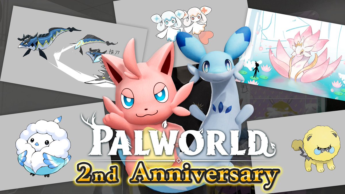 パルワールド2周年🎉 2026年1月19日でアーリーアクセス開始から2周年です! たくさんの方々にプレイいただき、本当にありがとうございます! 今年、ついに正式リリース予定です。 特別に、新種パルの開発資料をチラ見せ・・・! 過去最大規模のアップデートをお楽しみに!
