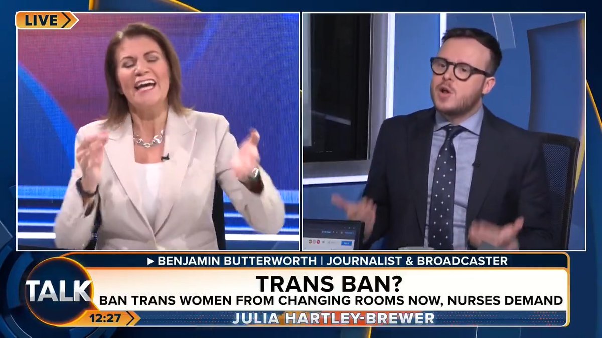 💥"Another SODDING man telling women about when we're safe and when we're NOT. Trans rights don't trump women's rights!" Julia Hartley-Brewer's FURIOUS clash with Benjamin Butterworth over single-sex spaces. Julia Hartley-Brewer